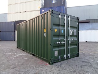20 Fuß ISO See- und Lagercontainer, RAL 6007 flaschengrün, CSC Plakete, ca. 6058x2438x2591mm, neuwertig, eine Seereise